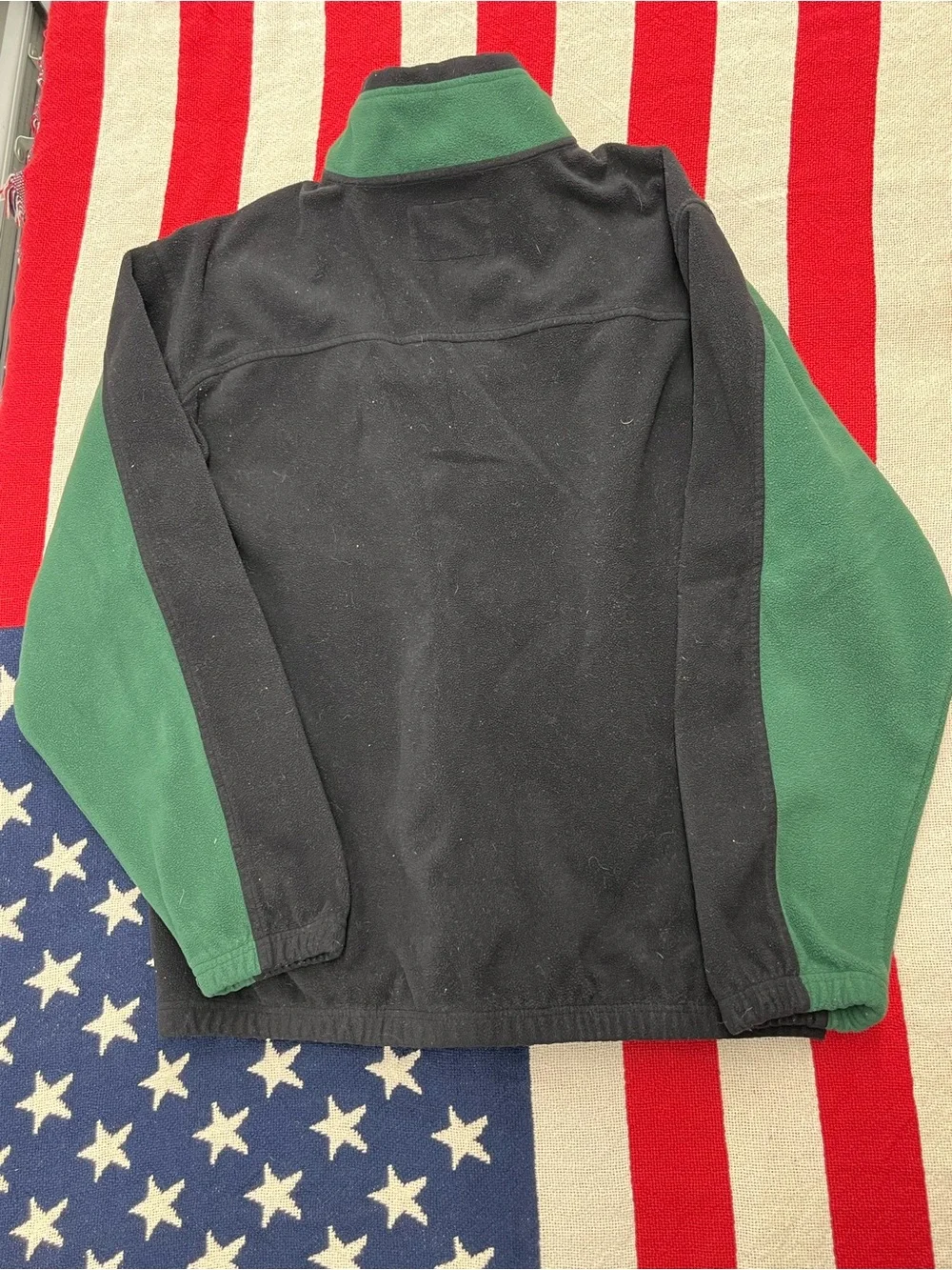 Reebok NFL Green and Black NY Jets Quarter-Zip Fleece Pullover Mens Size Large